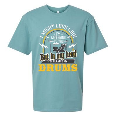 In My Head I'm Playing My Drums Drummer Percussionist Sueded Cloud Jersey T-Shirt