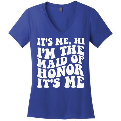 Its Me Hi Im The Maid Of Honor Its Me On Back Women's V-Neck T-Shirt