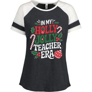 In My Holly Xmas Jolly Teacher Era Christmas Spirit Holiday Enza Ladies Jersey Colorblock Tee