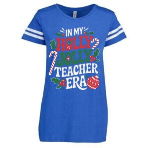 In My Holly Xmas Jolly Teacher Era Christmas Spirit Holiday Enza Ladies Jersey Football T-Shirt