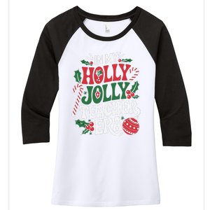 In My Holly Xmas Jolly Teacher Era Christmas Spirit Holiday Women's Tri-Blend 3/4-Sleeve Raglan Shirt