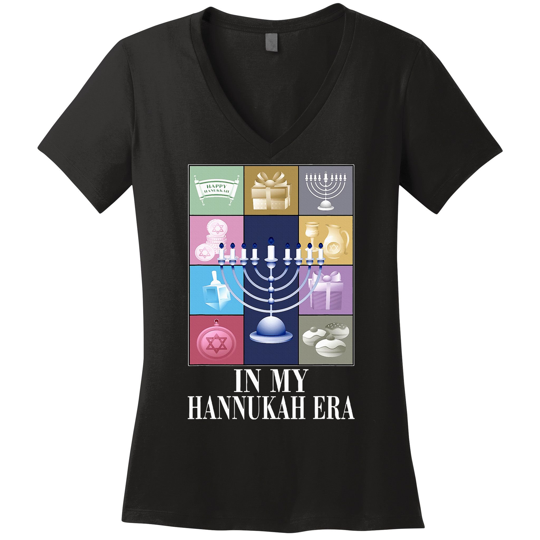 In My Hanukkah Era Ugly Jewish Xmas Funny Christmas Hanukkah   Women's V-Neck T-Shirt