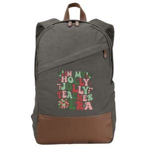 In My Holly Xmas Jolly Teacher Era Teacher Vibes Christmas Gift Cotton Canvas Backpack