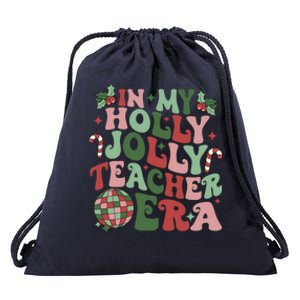 In My Holly Xmas Jolly Teacher Era Teacher Vibes Christmas Gift Drawstring Bag