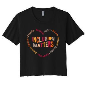 Inclusion Matters Heart Autism Awareness Special Education Women's Crop Top Tee