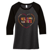 Inclusion Matters Heart Autism Awareness Special Education Women's Tri-Blend 3/4-Sleeve Raglan Shirt