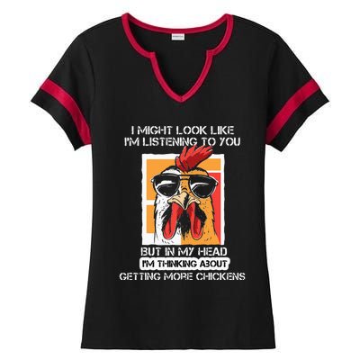 In My Head Im Thinking About Getting More Chickens Farmer Ladies Halftime Notch Neck Tee