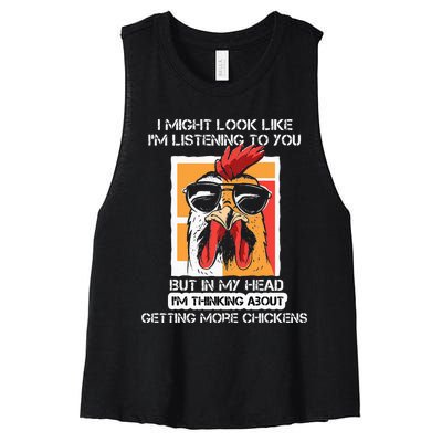 In My Head Im Thinking About Getting More Chickens Farmer Women's Racerback Cropped Tank