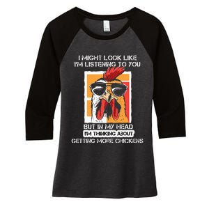 In My Head Im Thinking About Getting More Chickens Farmer Women's Tri-Blend 3/4-Sleeve Raglan Shirt