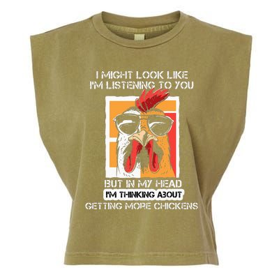 In My Head Im Thinking About Getting More Chickens Farmer Garment-Dyed Women's Muscle Tee