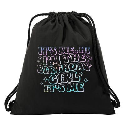 It's Me Hi I'm Birthday Girl It's Me Groovy  Drawstring Bag