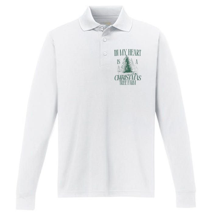 In My Heart Is A Christmas Tree Farm Xmas Holiday Performance Long Sleeve Polo