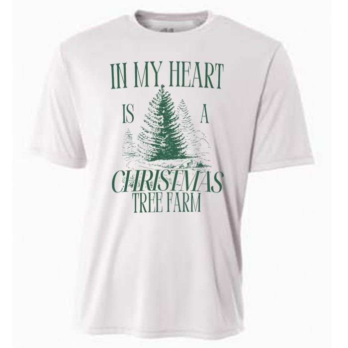 In My Heart Is A Christmas Tree Farm Xmas Holiday Cooling Performance Crew T-Shirt