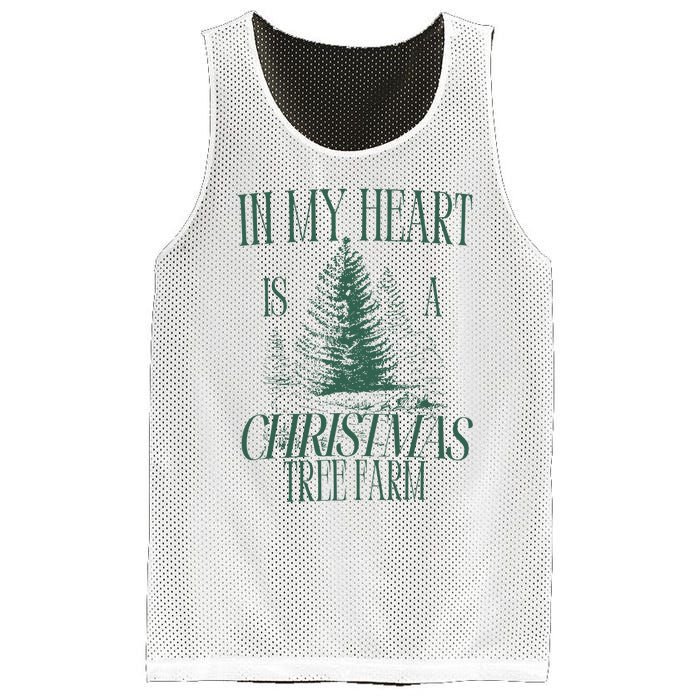 In My Heart Is A Christmas Tree Farm Xmas Holiday Mesh Reversible Basketball Jersey Tank