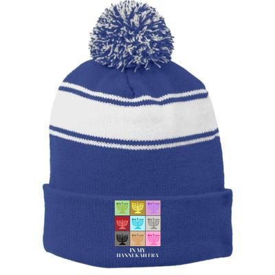 In My Hanukkah Era Ugly Jewish Xmas Funny Christmas Hanukkah  Stripe Pom Pom Beanie