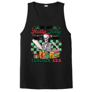 In My Holly X Jolly Teacher Era Funny Skeleton Xmas Holiday Gift PosiCharge Competitor Tank