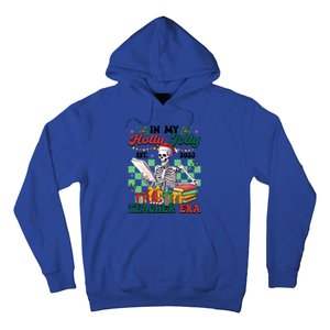 In My Holly X Jolly Teacher Era Funny Skeleton Xmas Holiday Gift Hoodie