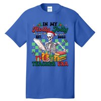 In My Holly X Jolly Teacher Era Funny Skeleton Xmas Holiday Gift Tall T-Shirt