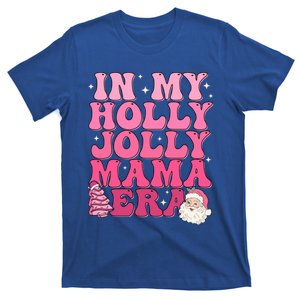 In My Hollyjolly Mama Era Retro Pink Wavy Style Santa Xmas Cute Gift T-Shirt