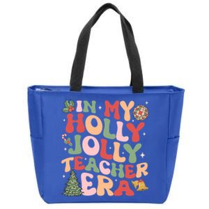 In My Holly Xmas Jolly Teacher Era Christmas Teacher Vibes Cute Gift Zip Tote Bag