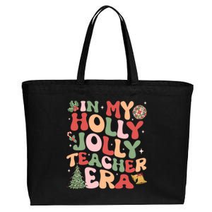 In My Holly Xmas Jolly Teacher Era Christmas Teacher Vibes Cute Gift Cotton Canvas Jumbo Tote