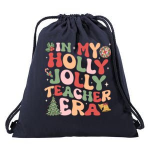 In My Holly Xmas Jolly Teacher Era Christmas Teacher Vibes Cute Gift Drawstring Bag