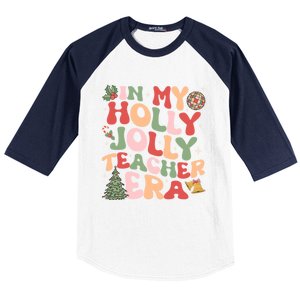 In My Holly Xmas Jolly Teacher Era Christmas Teacher Vibes Cute Gift Baseball Sleeve Shirt