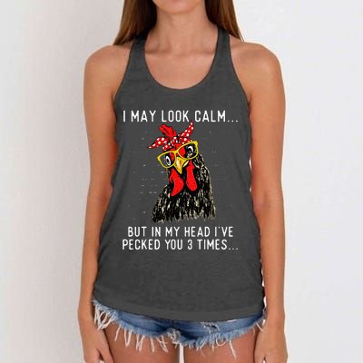 In My Head IVe Pecked You 3 Times Chicken Lover Poultry Women's Knotted Racerback Tank