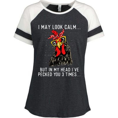 In My Head IVe Pecked You 3 Times Chicken Lover Poultry Enza Ladies Jersey Colorblock Tee