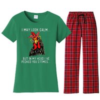 In My Head IVe Pecked You 3 Times Chicken Lover Poultry Women's Flannel Pajama Set