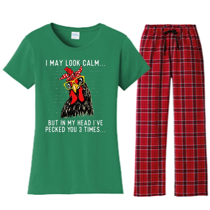 In My Head IVe Pecked You 3 Times Chicken Lover Poultry Women's Flannel Pajama Set