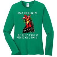 In My Head IVe Pecked You 3 Times Chicken Lover Poultry Ladies Long Sleeve Shirt