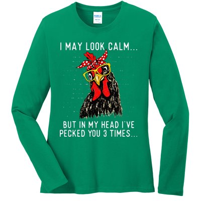 In My Head IVe Pecked You 3 Times Chicken Lover Poultry Ladies Long Sleeve Shirt