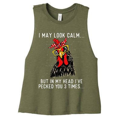 In My Head IVe Pecked You 3 Times Chicken Lover Poultry Women's Racerback Cropped Tank