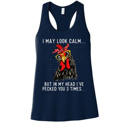 In My Head IVe Pecked You 3 Times Chicken Lover Poultry Women's Racerback Tank