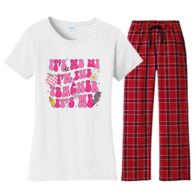 Its Me Hi Im The Teacher Its Me Back To School Retro Women's Flannel Pajama Set