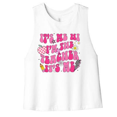 Its Me Hi Im The Teacher Its Me Back To School Retro Women's Racerback Cropped Tank