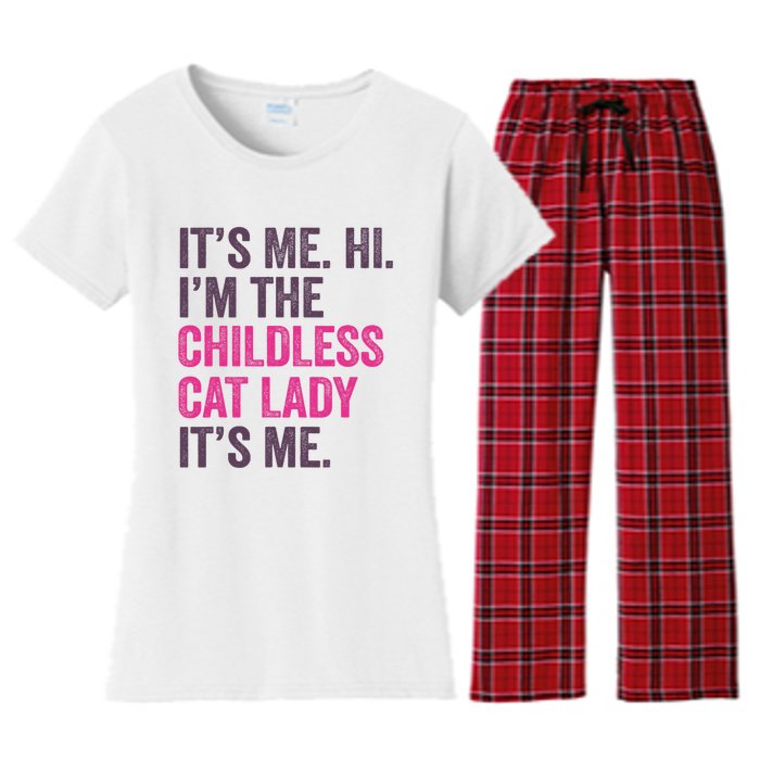 Its Me Hi IM The Childless Cat Lady ItS Me Women's Flannel Pajama Set