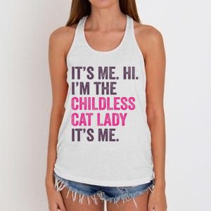 Its Me Hi IM The Childless Cat Lady ItS Me Women's Knotted Racerback Tank