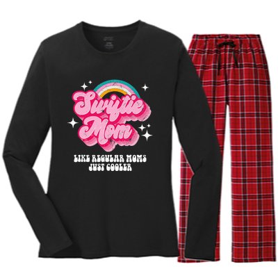 It's Me Hi I'm The Cool Mom It's Me Retro Groovy Mothers Day Women's Long Sleeve Flannel Pajama Set 