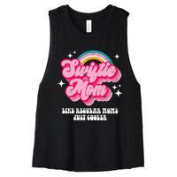 It's Me Hi I'm The Cool Mom It's Me Retro Groovy Mothers Day Women's Racerback Cropped Tank