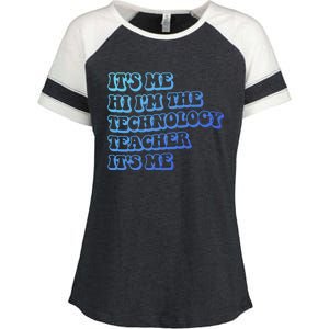 It’S Me Hi I’M The Technology Teacher It’S Me Funny Teacher Great Gift Enza Ladies Jersey Colorblock Tee