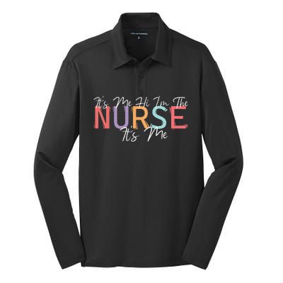 Its Me Hi I'm The Nurse RN ER NICU Nursing Silk Touch Performance Long Sleeve Polo