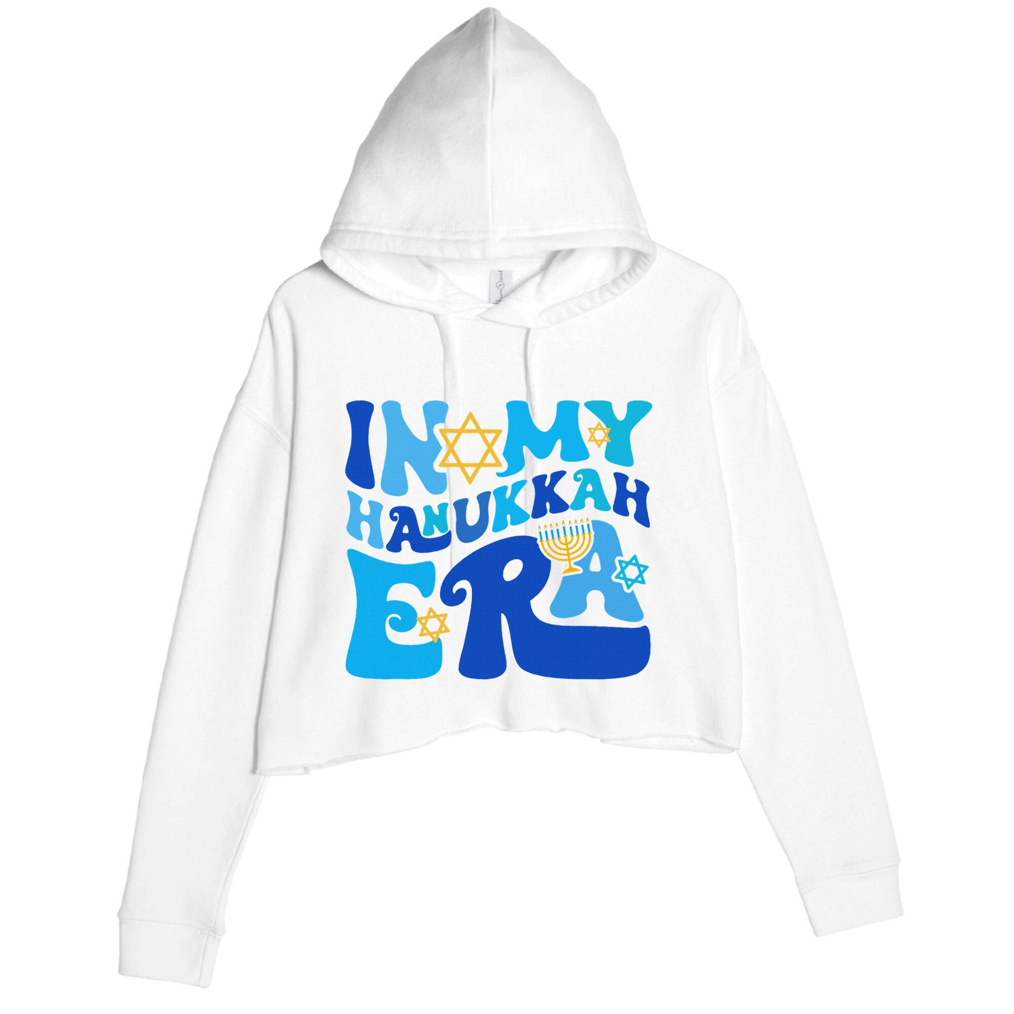 In My Hanukkah Era Chanukah Jewish Pajamas Crop Fleece Hoodie