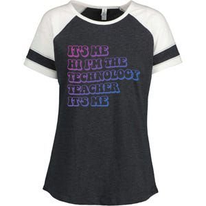 It’S Me Hi I’M The Technology Teacher It’S Me Funny Teacher Great Gift Enza Ladies Jersey Colorblock Tee