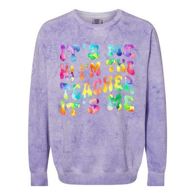 It’s Me Hi I’m The teacher It’s Me Groovy Tie Dye Style Colorblast Crewneck Sweatshirt