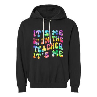 It’s Me Hi I’m The teacher It’s Me Groovy Tie Dye Style Garment-Dyed Fleece Hoodie