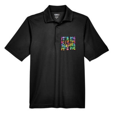 It’s Me Hi I’m The teacher It’s Me Groovy Tie Dye Style Men's Origin Performance Pique Polo