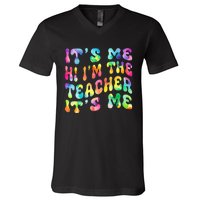 It’s Me Hi I’m The teacher It’s Me Groovy Tie Dye Style V-Neck T-Shirt