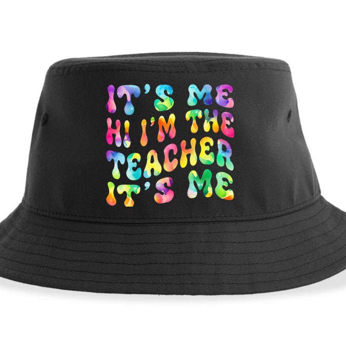 It’s Me Hi I’m The teacher It’s Me Groovy Tie Dye Style Sustainable Bucket Hat